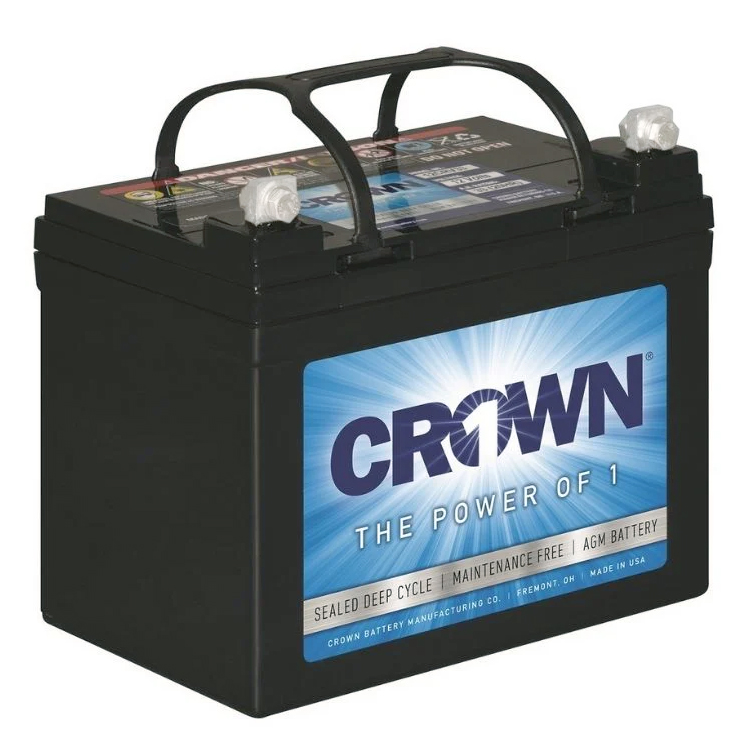 Crown 12V 33Ah 170CCA U1L Deep Cycle AGM SLA Battery for Lawn, Tractors and Mowers - 12CRV33