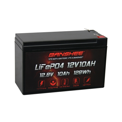 Banshee Lithium LiFePO4 12V 10Ah LiFePO4 Deep Cycle Battery, 5 Year Warranty, 3000+ Cycles, Built in BMS for Ice Fishing, Kayaks, Fish Finders, and M