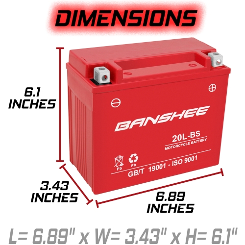 Banshee AGM YTX20L-BS ATV Motorcycle Harley Battery YTX20LBS-4 YR Warranty 6