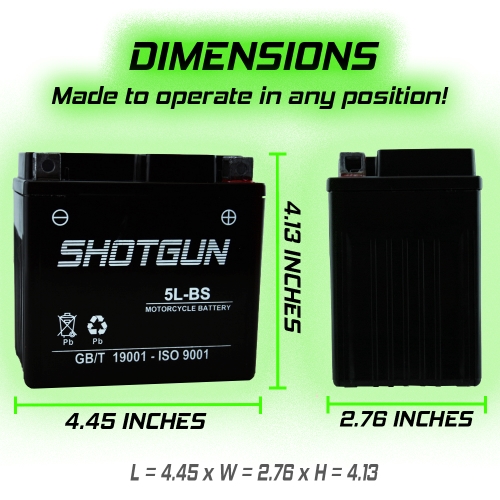 Shotgun 12V SMF Battery NEW Replacement YTX5L-BS Maintenance Free-1YR Warranty