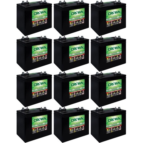 Crown Battery 6CRV220 6V AGM Sealed Deep Cycle Battery – BCI Group GC2 – 220Ah @ 20Hr – Maintenance Free – 12 Pack – Golf Cart, Marine, RV & Backup Power