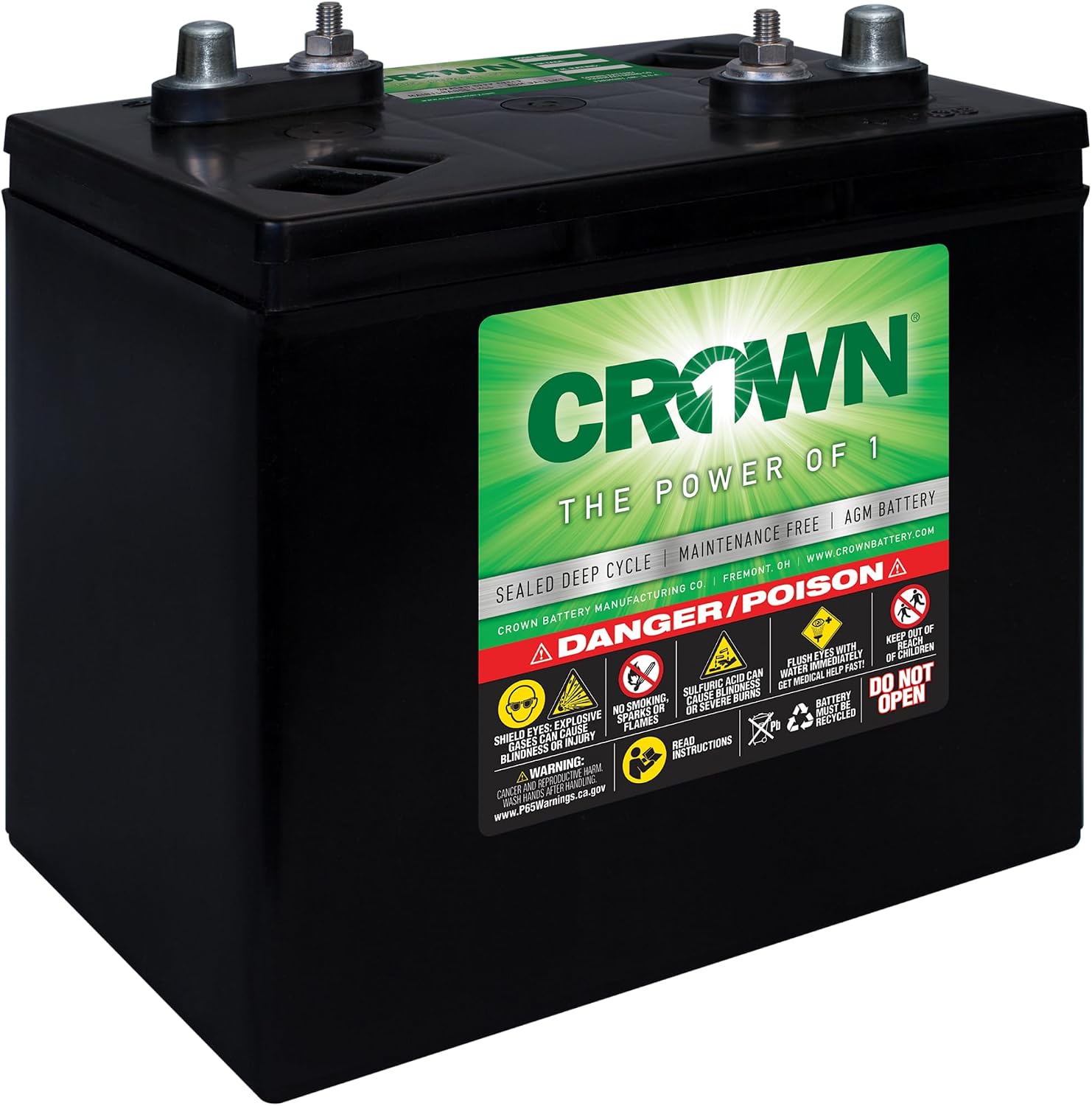 6CRV220 6V AGM Sealed Deep Cycle Battery � BCI Group GC2 � 220Ah @ 20Hr � Maintenance Free � Golf Cart, Marine, RV & Backup Power