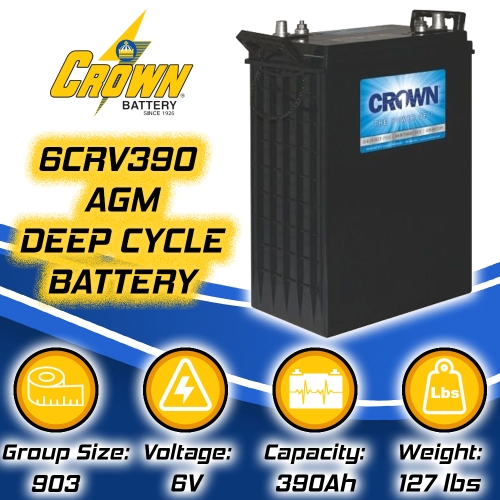 Crown AGM 6CRV390 6V 390 AH Battery