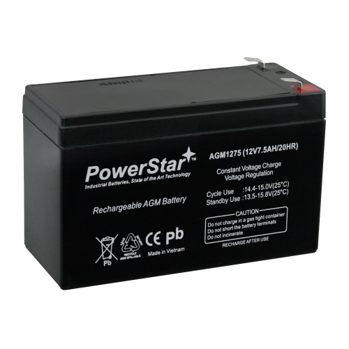 PowerStar 12V 7.5AH AGM SLA Battery replaces Interstate SLA1080