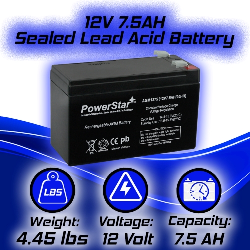 12v 7ah UPS Battery replaces 7ah Enduring CB7-12, CB-7-12 and CHARGER