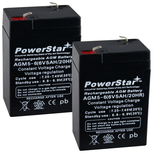 PowerStar TWO UB645 6V 4.5Ah Sealed Lead Acid SLA Alarm Battery now 5AH