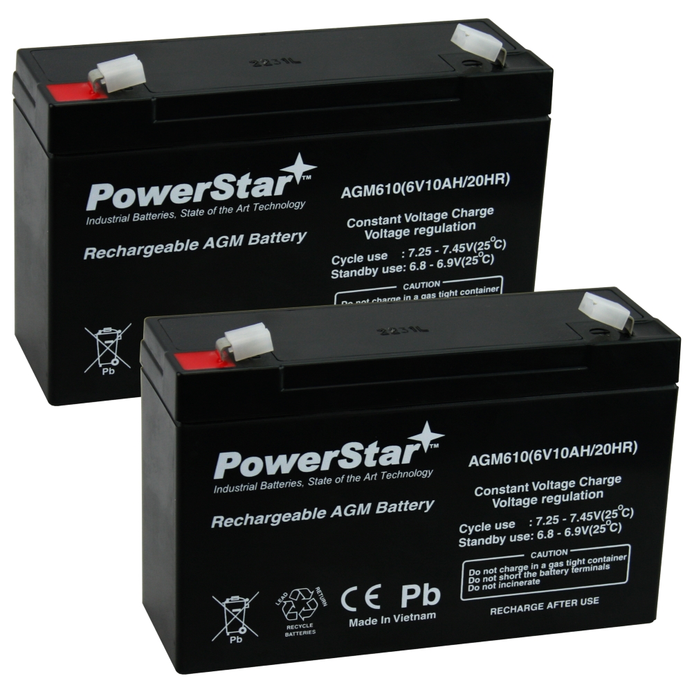 PowerStar® BRAND NEW COMBO OF 2 6V 10Ah 6 Volt 10 amp hour Sealed Lead Acid