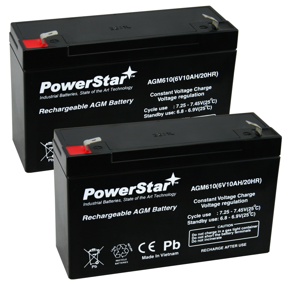 PowerStar Emergency Light Exit Sign 2pk Battery 6V 10Ah Lead 3 Year Warranty