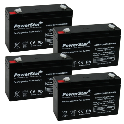PowerStarLot of FOUR 6V 10Ah 6 Volt 10 amp hour Sealed Lead Acid Battery