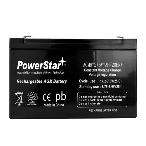 PowerStar 6V 7.2AH AGM SLA Battery replaces Interstate SLA0925 1