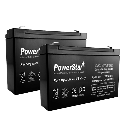 Battery Replaces PS-670 GP672 LC-R067R2P NP7-6 PE6V8 UB670 - 2 Pack