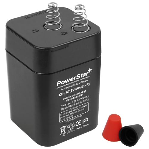 4 Pack of PowerStar 6V 5Ah AGM Sealed Lead Acid Batteries with Spring Terminals 6