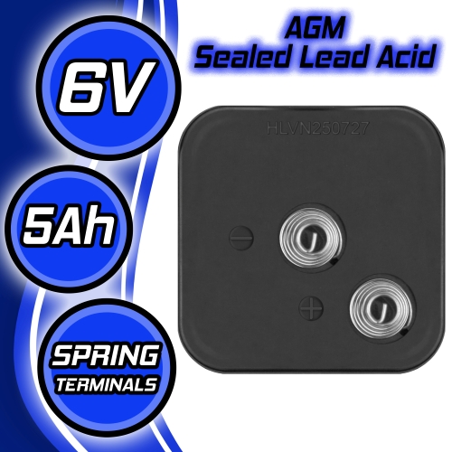 4 Pack of PowerStar 6V 5Ah AGM Sealed Lead Acid Batteries with Spring Terminals