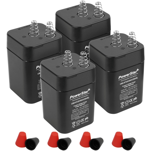 4 Pack of PowerStar 6V 5Ah AGM Sealed Lead Acid Batteries with Spring Terminals