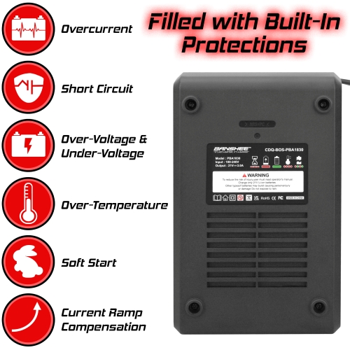 Banshee Single-Bay Charger Compatible with Bosch POWER FOR ALL 18V Batteries (Bosch Green Line)