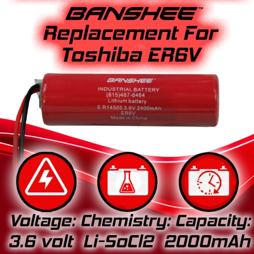 3.6V ToshibaER6V Li-ion High Energy Density Battery with Plug Wire