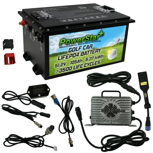 51V 105AH LifePo4 Lithium Battery Replacement for 48V E-Z-GO TXT - 22A Charger Included