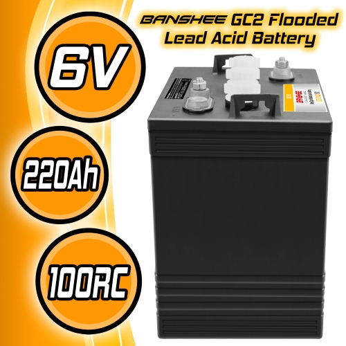 Banshee Heavy Duty 6V Flooded Lead Acid Battery, Replaces Trojan T105, T125, T145, T605