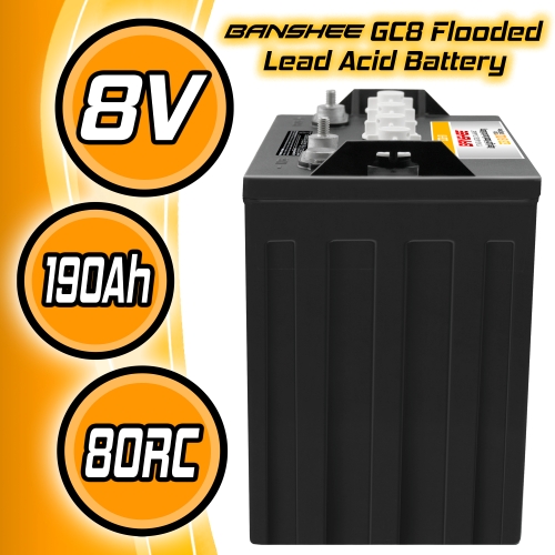 Banshee Heavy Duty 8V Flooded Lead Acid Battery, Replaces Trojan T875