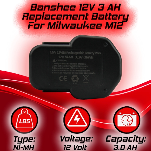 Milwaukee 12V 48-11-1900 3.0Ah Ni-MH Rechargeable Battery