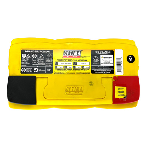 Optima AGM Yellow Top Battery DH7 Group Size 7 880 CCA