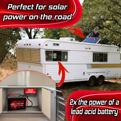 12V 100Ah LiFePO4 Deep Cycle Lithium Battery w/100A BMS for Solar RV Off-grid US