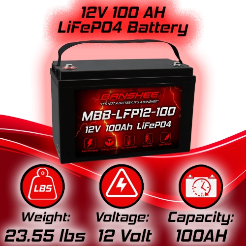 12V 100Ah LiFePO4 Deep Cycle Lithium Battery w/100A BMS for Solar RV Off-grid US