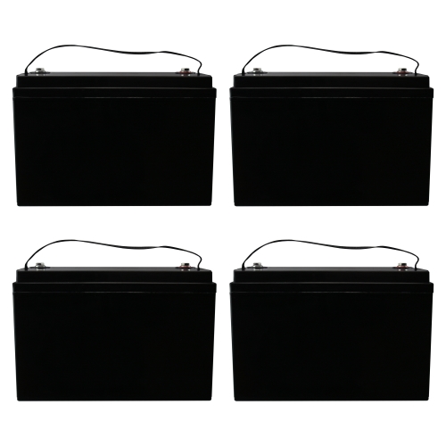 4 Pack 12V 100Ah LiFePO4 Battery, 1280Wh Grade A+ Cells Lithium Battery with 100A BMS, 4000~15000 Deep Cycles Battery for RV, Trolling Motor, Solar, Golf Cart, Marine and Off Grid Applications