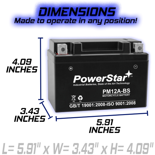 12A-BS PowerStar SLA AGM Battery 4