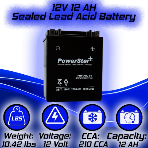 14AHL-BS Powersports Battery - Replaces: ETX15L, YTX14AHL-BS, GTX14AHL-BS