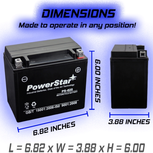 PowerStar PS-625 battery fits or replaces Kawasaki Watercraft JS550-B, C Jet Ski 550 SX year 90-95