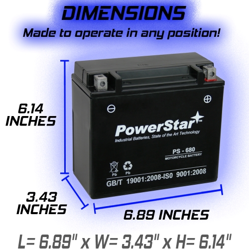 thumbnail image 2 of Mighty Max YTX20L-BS Battery For Yamaha Big Bear Grizzly Kodiak YFM600 660, 700 2 of 9