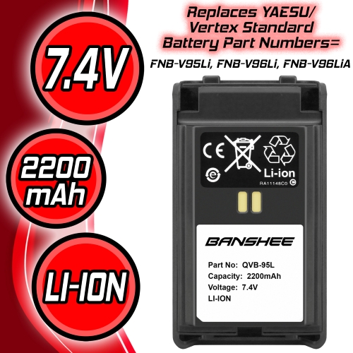 FNB-V96 FNB-V96Li Battery 2200mAh Replacement for Yaesu Vertex VX-350 VX-351 VX-354 VX-359 Two Way Radio 2