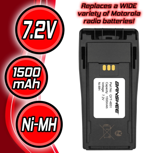 NNTN4851A NNTN4851 Ni-MH Battery Replacement for Motorola Portable Radio CP200 CP200D CP200XLS PR400 CP250 CP450 CP450LS GT-2050 NNTN4851A NNTN4496 NNTN4497 with Belt Clipâ€¦ 2
