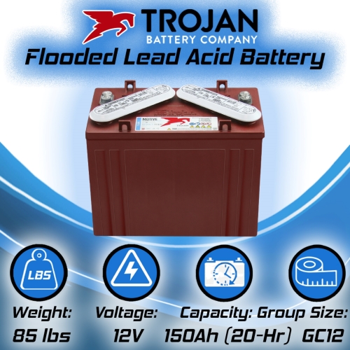 Trojan T-1275 12V 150Ah Flooded Lead Acid GC12 Deep Cycle Battery x4 2