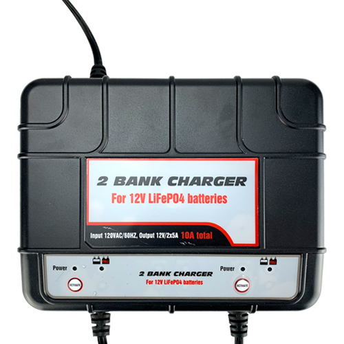 Banshee 5 Amp 12V 2 Bay Lithium Charger for LiFePO4 Batteries