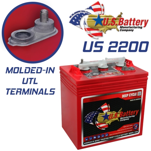 US Battery US2200XC T-105 6V Volt Deep Cycle Golf Cart, Solar, Marine, RV and Industrial Use Battery - 4 Pack