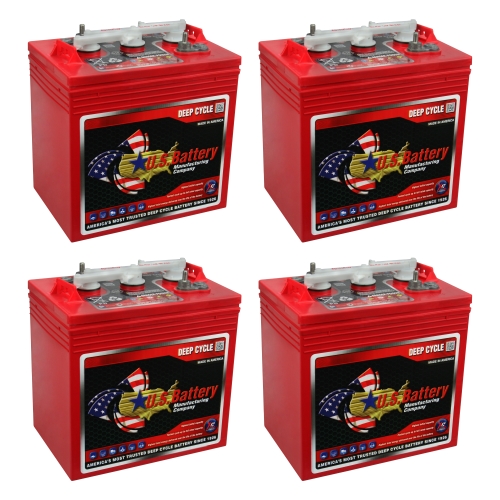US Battery US2200XC T-105 6V Volt Deep Cycle Golf Cart, Solar, Marine, RV  and Industrial Use Battery - 4 Pack
