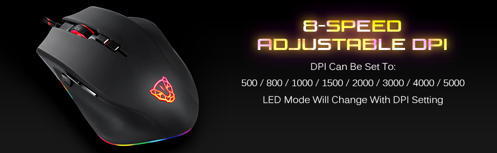 Lightweight Wired Gaming Mouse 8 Buttons RGB Backlit 5000 DPI Optical Sensor