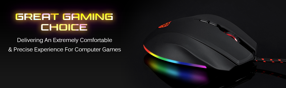 Lightweight Wired Gaming Mouse 8 Buttons RGB Backlit 5000 DPI Optical Sensor
