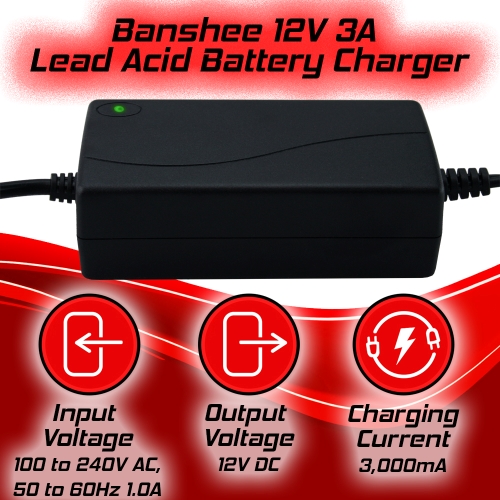 12V 3AH Battery Charger with 3-stage Modes Shortcircuit Protection-2YR Warranty